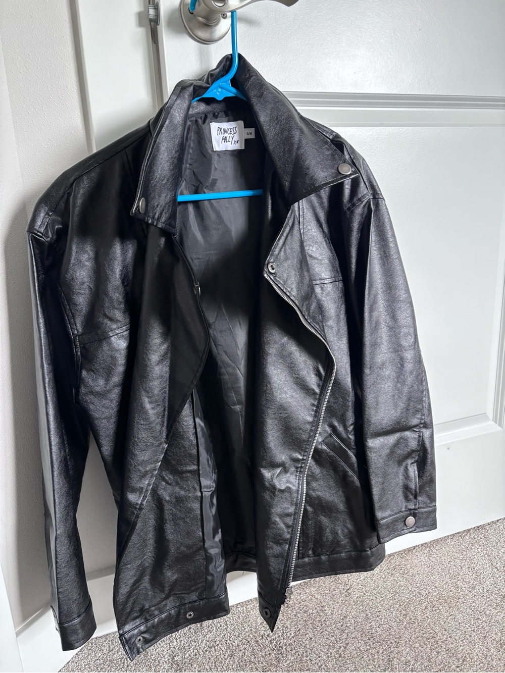 Princess Polly Black Faux Leather Moto Jacket